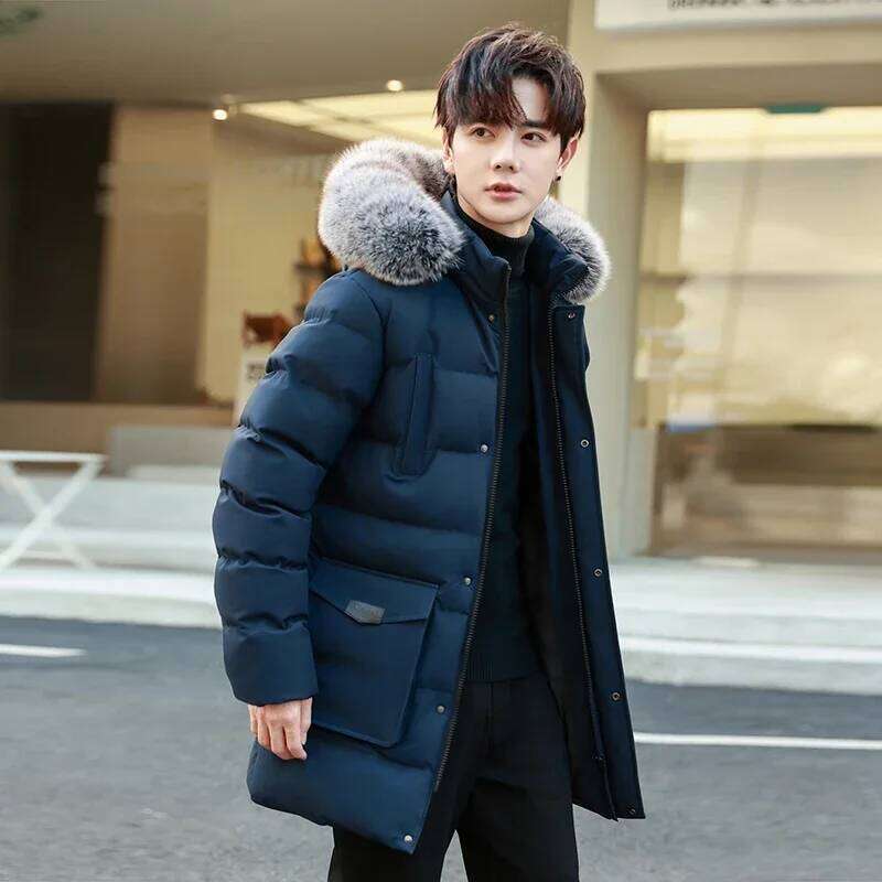 Breathable Padded Winter Thick Windproof Warm with Hat Long Cotton Goose Down Men's Woman Outdoor W260626 - view 6