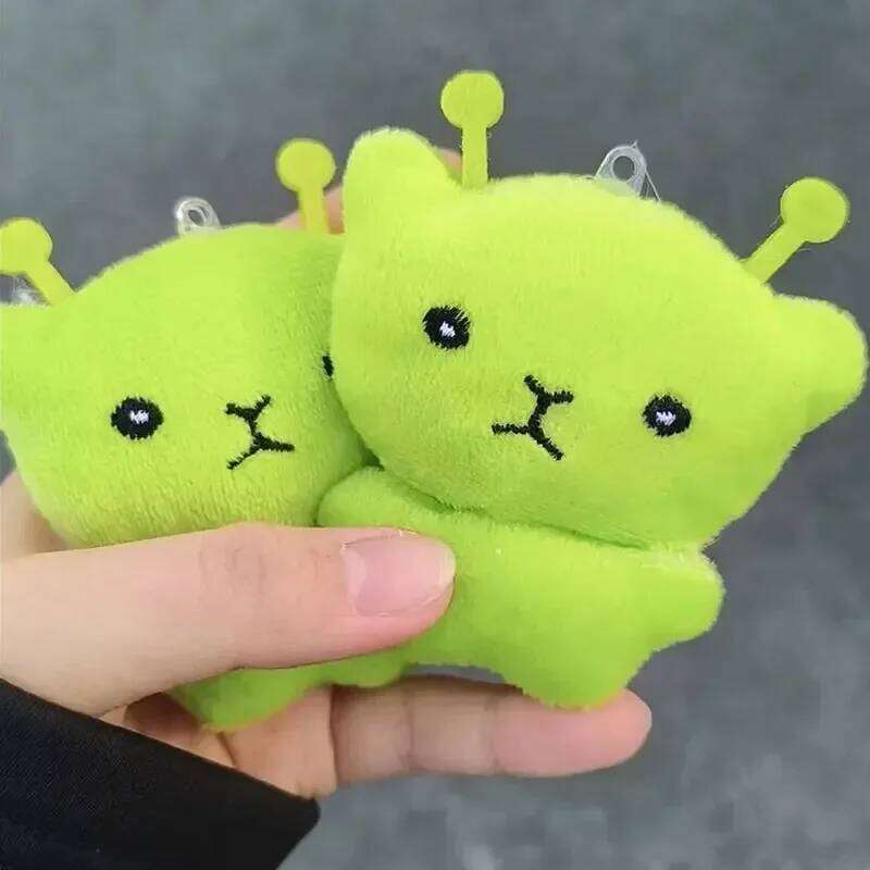 12pc Mini Alien Cat Keyring Green Soft Plush Portable Key Chains Super Cute Handmade Doll Bags Pendant Gifts Decor 26Y0626 - view 5