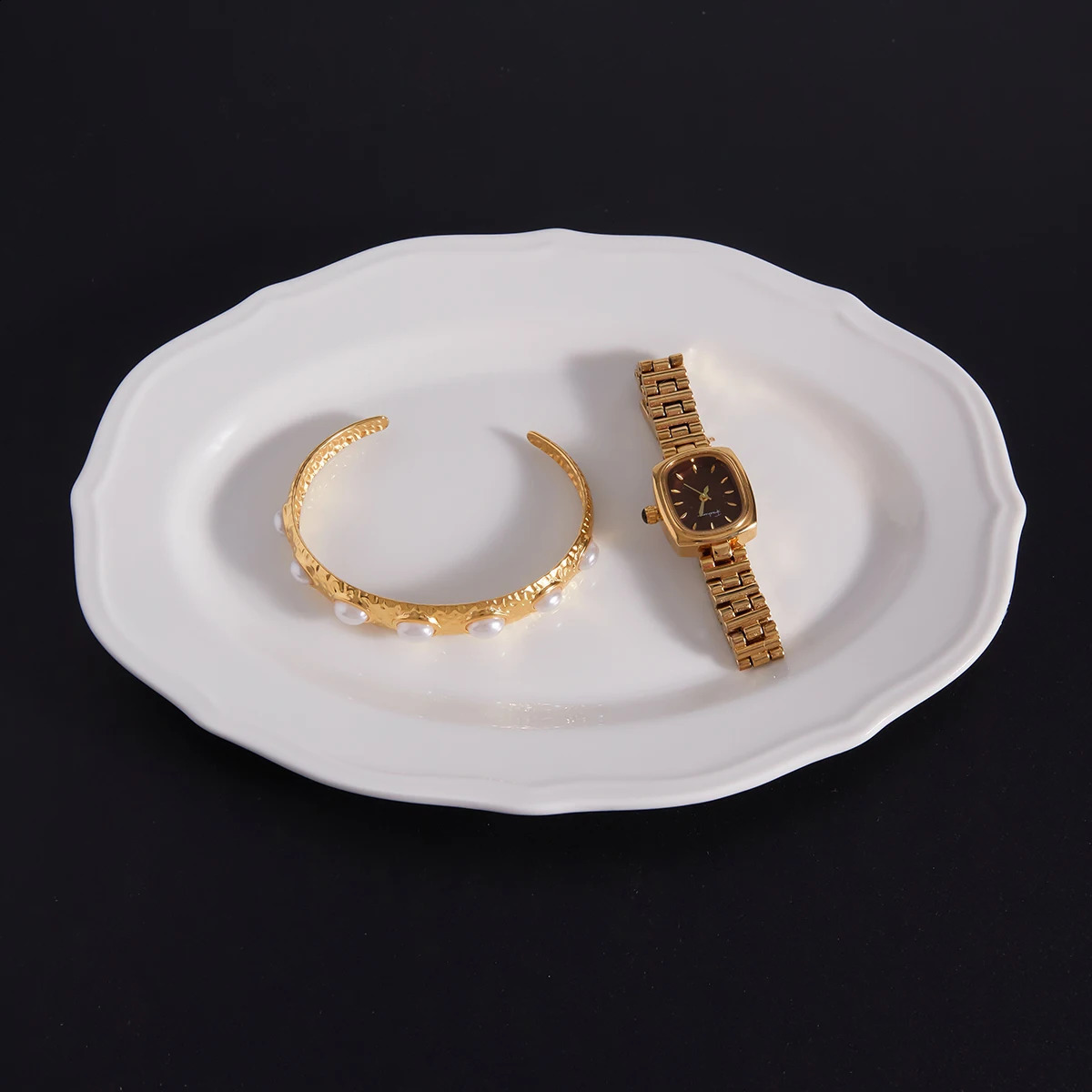 Youthway Elegant Pearl Cuff Bracelet For Women Minimalist Gold Plated Stainless Steel Open Bangle Fashion Jewelry 260625 - view 7