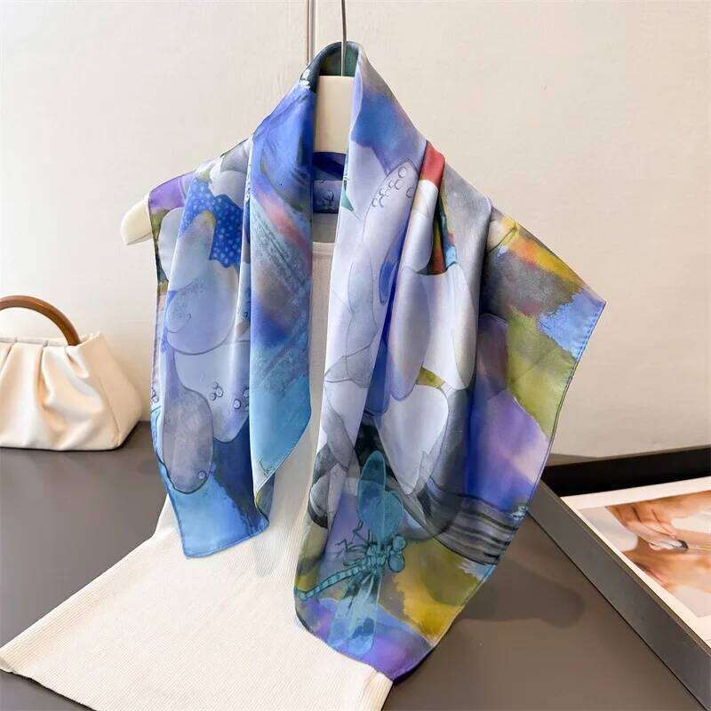 New Summer Luxury Square Print Bandana Women Imitation Silk Scarf Casual Decoration Neckerchief Headband for Travel Beach 26Y06226 - view 6