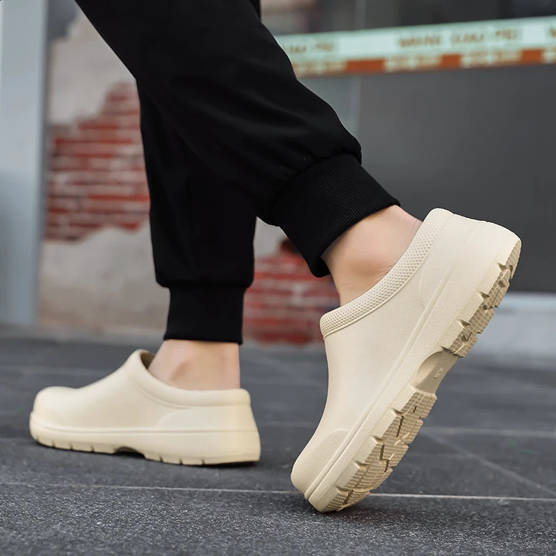 Mens Chef Shoes Anti Slip Oil Resistant Dirt Resistant Shoes Kitchen Work Shoes Quick Dry Rain Shoes Large Size Breath Clogs 260626 - view 5