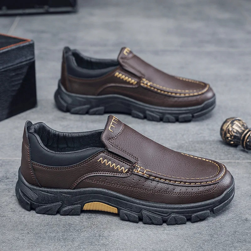 Spring Autumn Mens Casual Shoes British Middle aged Dad Fashion Business Leather 260624 - view 5