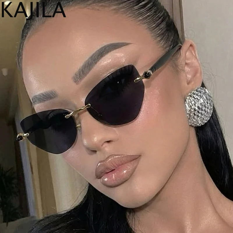 Sexy Cat Eye Punk Rimless Sunglasses Women 2026 y Retro Steampunk Polygon Sun Glasses For Ladies Fashion Shades UV400 260626 - view 3