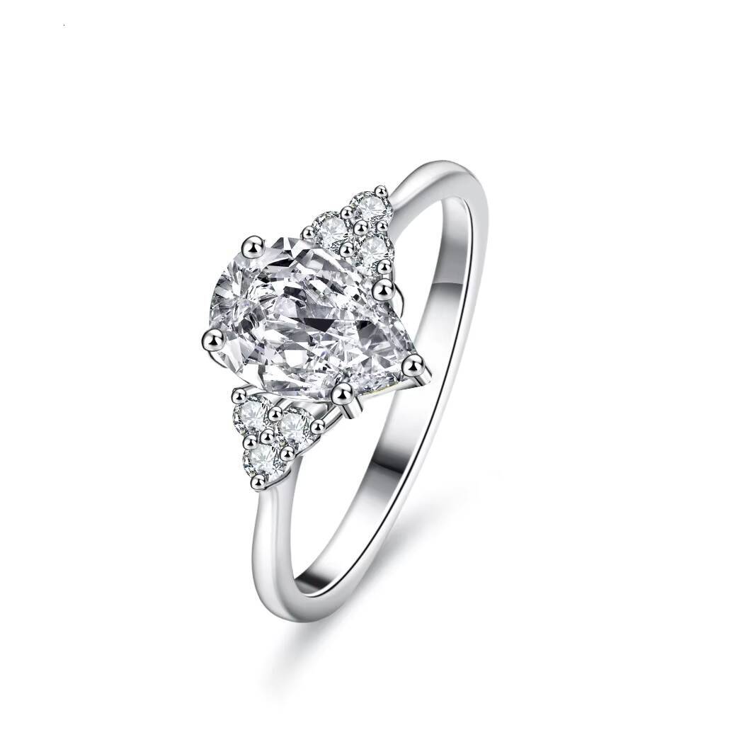 Factory Wholesale Custom Silver 925 Moissanite Engagement Ring Band Jewelry Rhodium Plating for Women-for Wedding Party - view 3