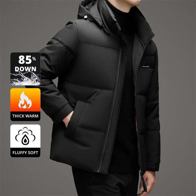High End White Duck Casual Fashion Men Down Jacket Hooded Outerwear Winter Warm Designer Parkas Puffer Feather Coats W260626 - view 4