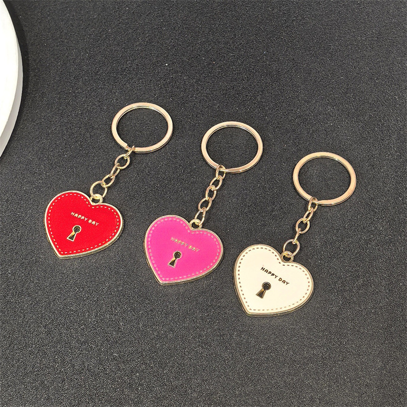 Keychain Fashionable And Exquisite Heart Shaped Bow Decoration Bag Keychain Pendant Pink Heart Shaped Bow Keyring Ring Simple And Versatile Fashion Ac - view 3