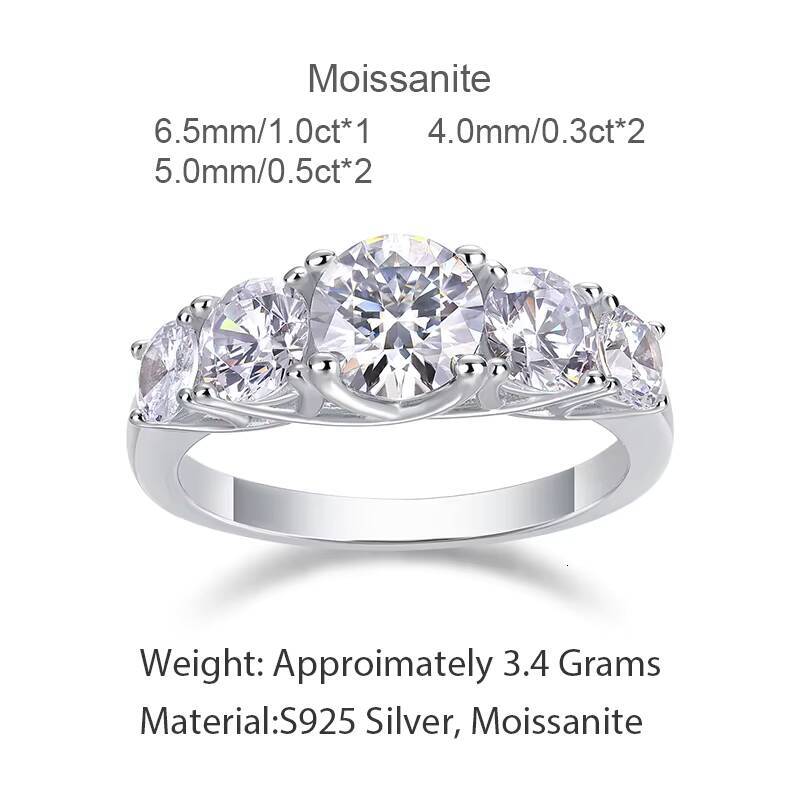Classics Design Jewelry Engagement Silver Rings Round Brilliant Moissanite Ring Hypoallergenic Wedding Promise Ring - view 7