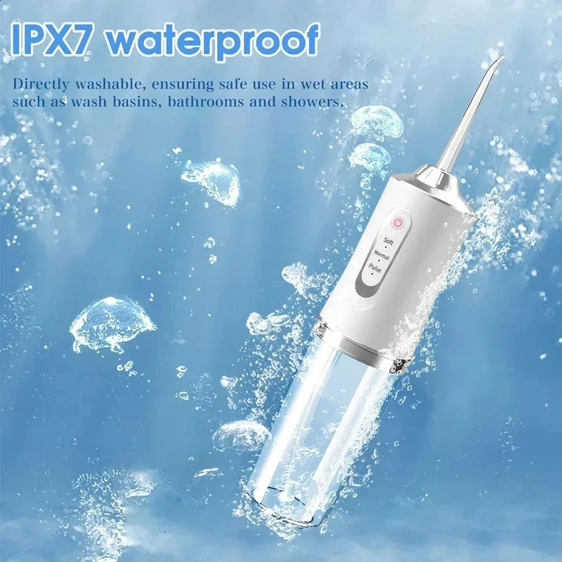 Electric 3 Mode Water Flosser Portable Mouthwash Rechargeable Toothbrush 4 Nozzles 240ml Large Tank IPX7 Waterproof Gifts 260626 - view 6