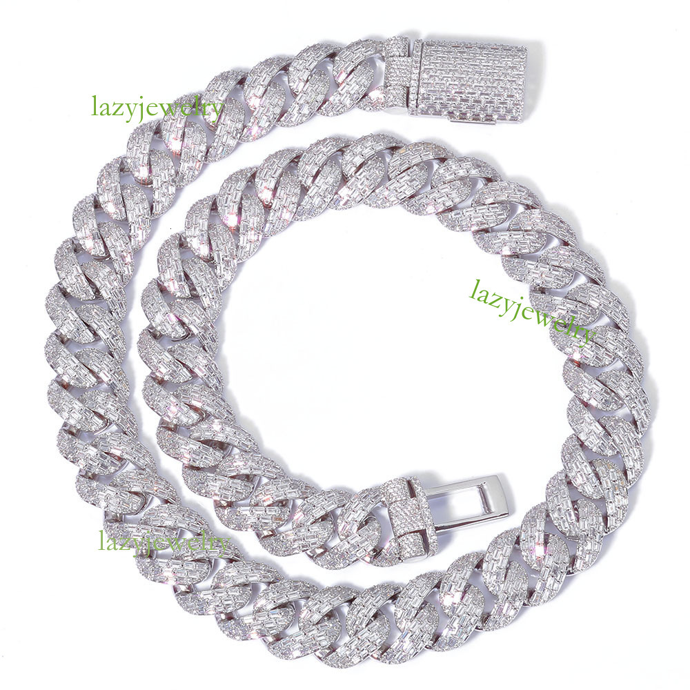 Rose gold full diamond Cuban chain necklace 925 silver VVS moissamite inlay hip hop luxury design for men and women in the same fashion accessories sp - view 5