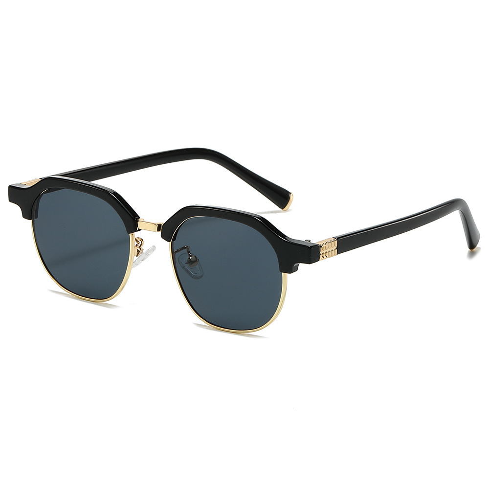 2026 New European And American Korean Oval Half-Frame Eyebrow Retro Unisex Ins Trend Street Style Sunglasses - view 1