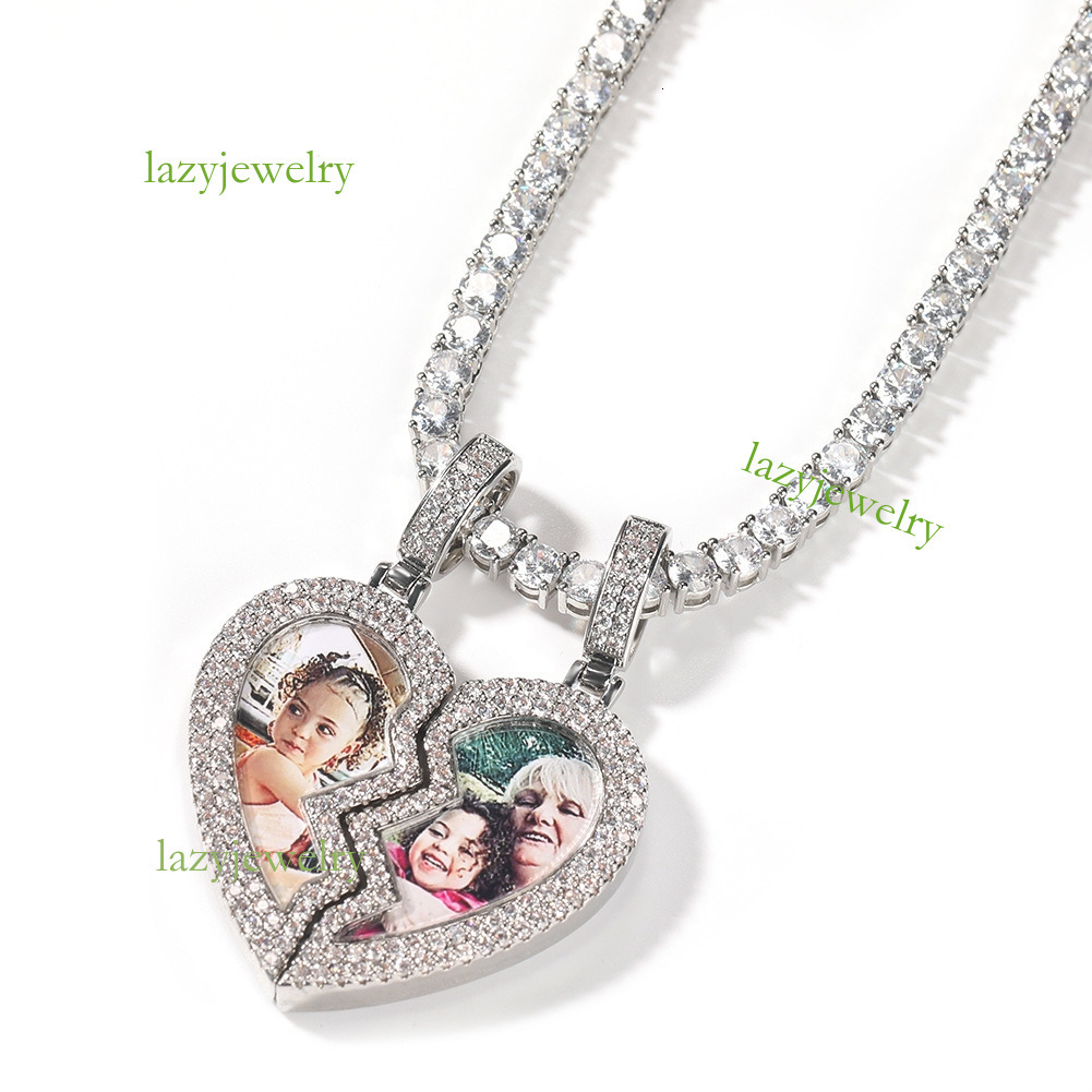 Hip hot new magnet set diamond moissanite love photo pendant necklace fashion personality DIY photo pendant for men and women - view 4