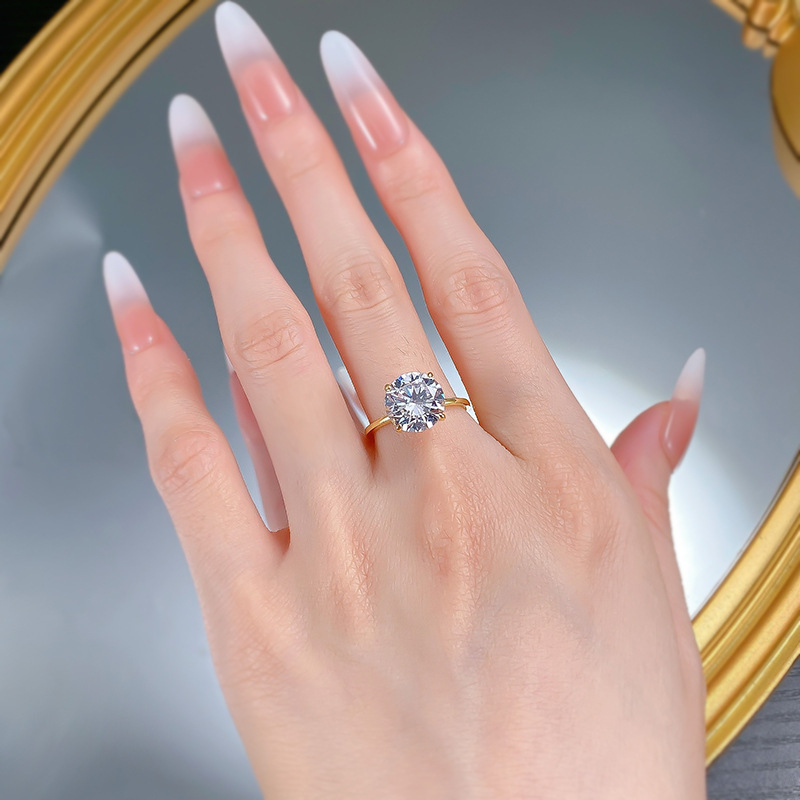 Choucong Pure 925 Sterling Silver Round Brilliant Cut Lab Moissanite Rings Four Prong Solitaire Engagement Wedding Ring Women Classic Promise Fine Jew - view 5