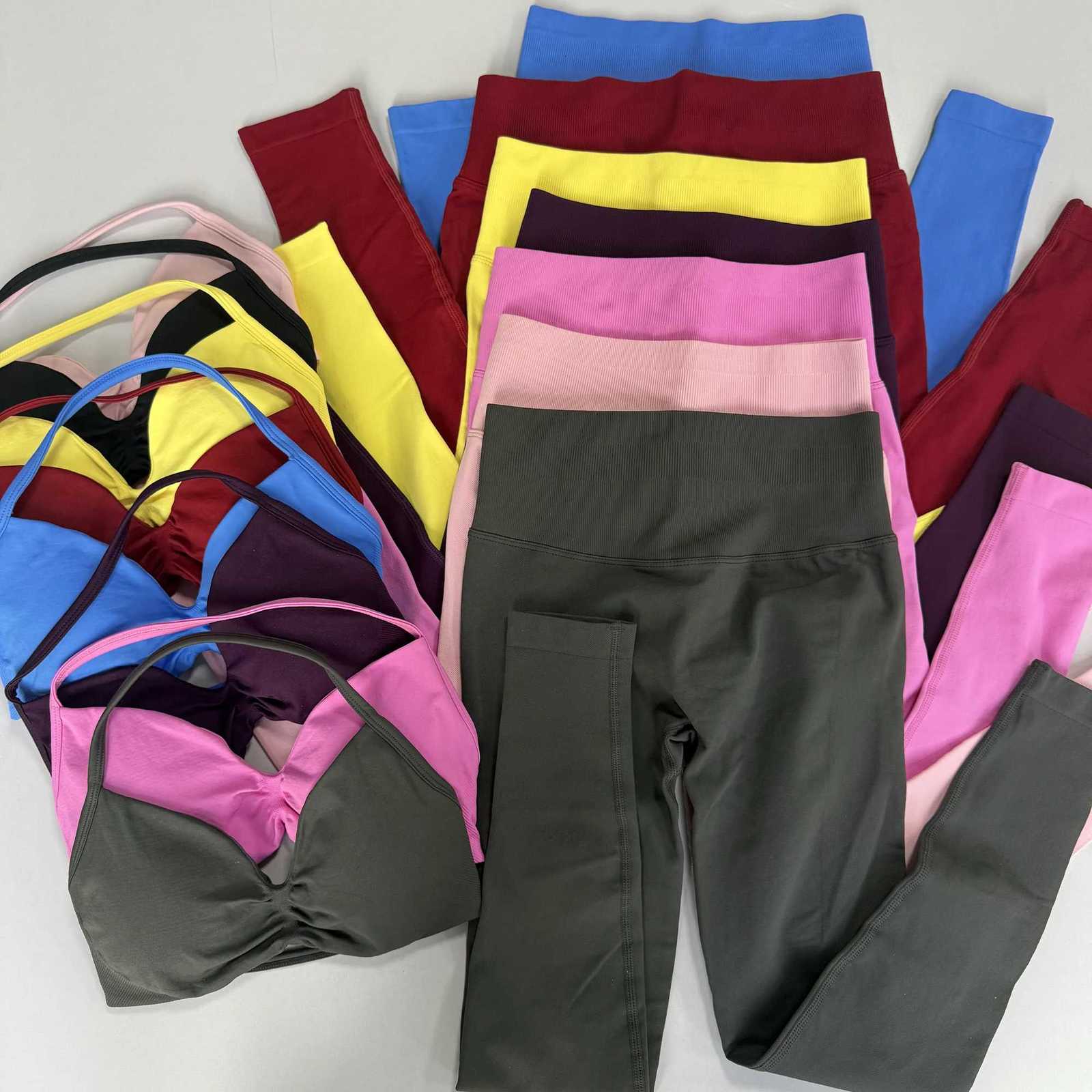 Womens Seamless 2PCS Legging Sets Strappy Sports Bras and Leggings High Waist Fitness Sculpt Leggings Running Pants Gym Suits M260626 - view 4