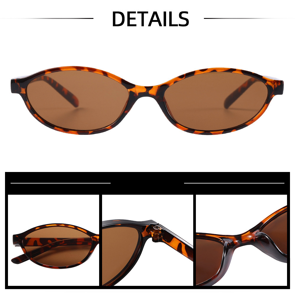 Unique trendy narrow frame oval sunglasses for women high quality cross border beach sun protection UV protection internet celebrity sunglasses - view 4