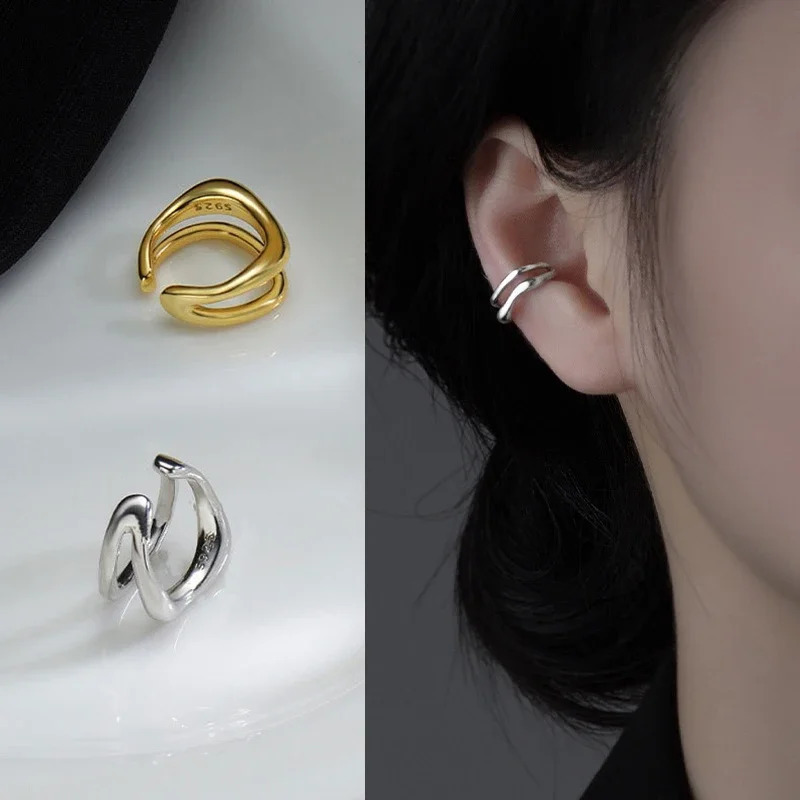 1Pc Ear Cuff Earrings NonPiercing Double Layer Clip Earring for Women Cartilage Simple Y2K Jewelry 2025 260623 - view 3