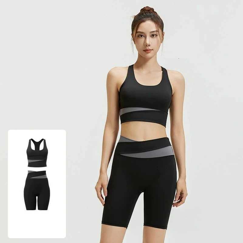 RacerColor Block Womens Summer Sports Bra 2 Piece Yoga Sets Skin-Friendly Breathable Shorts Sets for Pilates Running M260626 - view 4