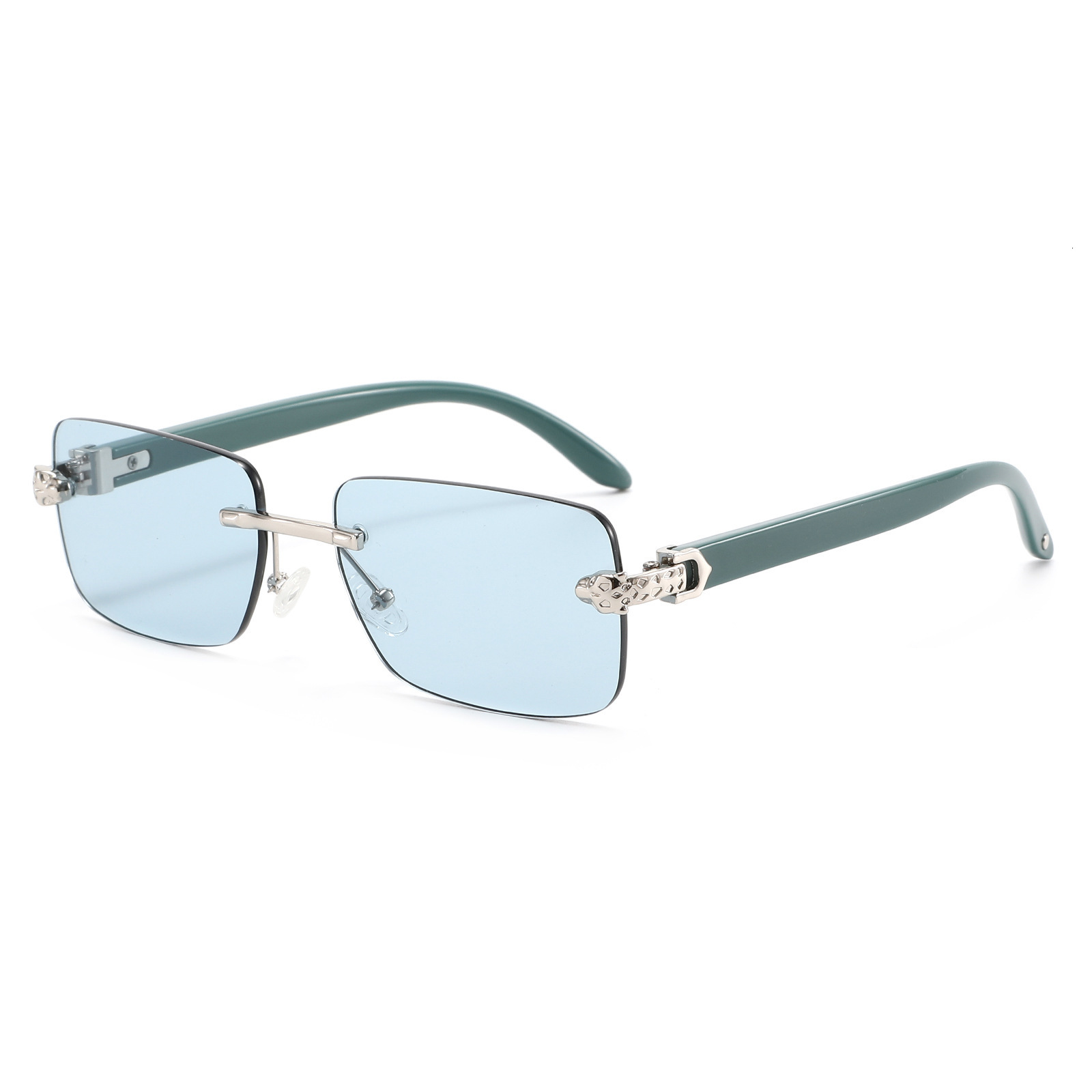 New Frameless Leopard Head Sunglasses, Fashionable Faux Wood Grain, Vintage High-End Street Style For Men And Women - view 4