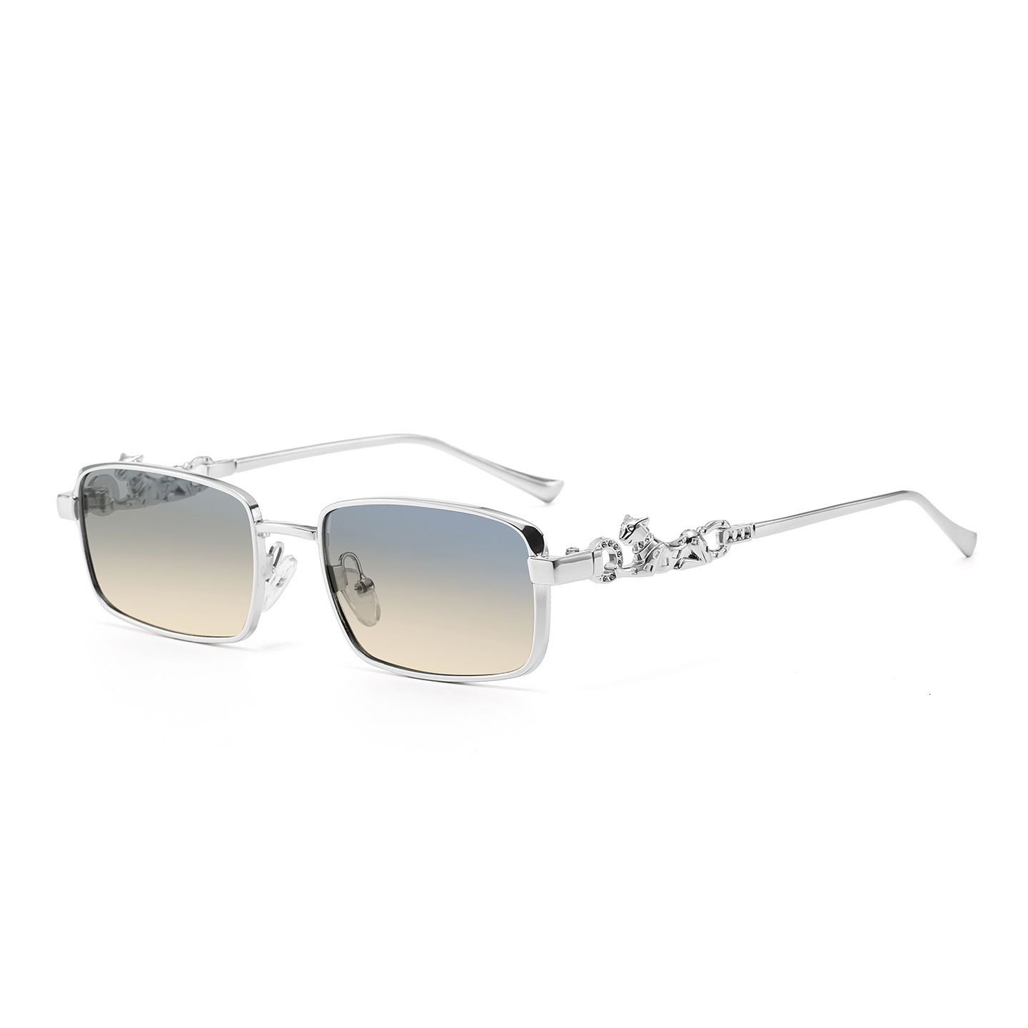 2026 New Square Fashion European And American Style Unique Ins Internet Celebrity Leopard Print Metal Export Sunglasses - view 4
