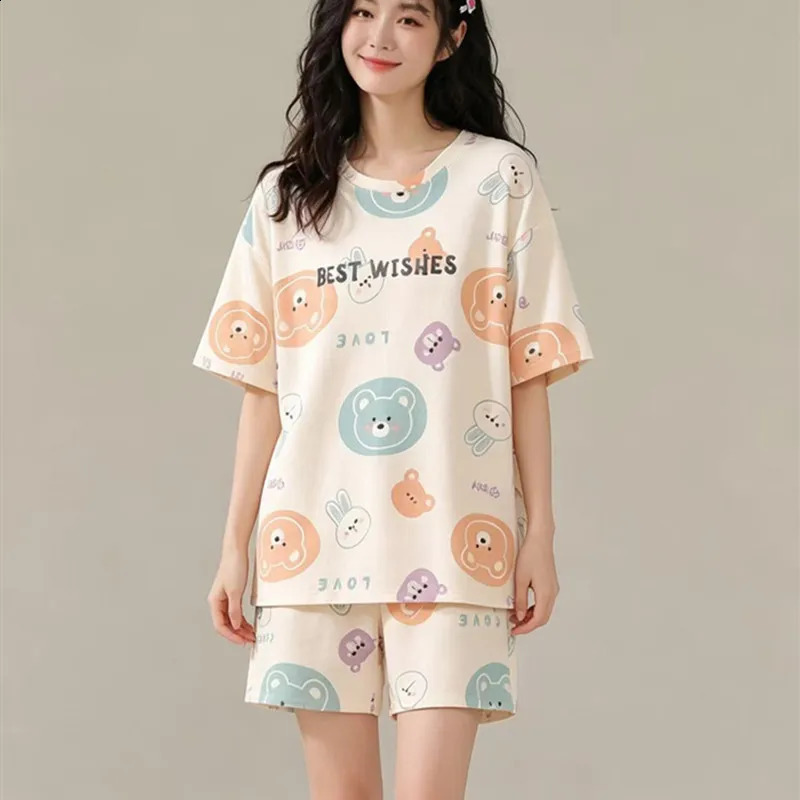 Sleepwear Set Women Short Pajamas for Womens Summer Pajama Sets Pijama Woman Home Wear Panties Sleep Lounge 260625