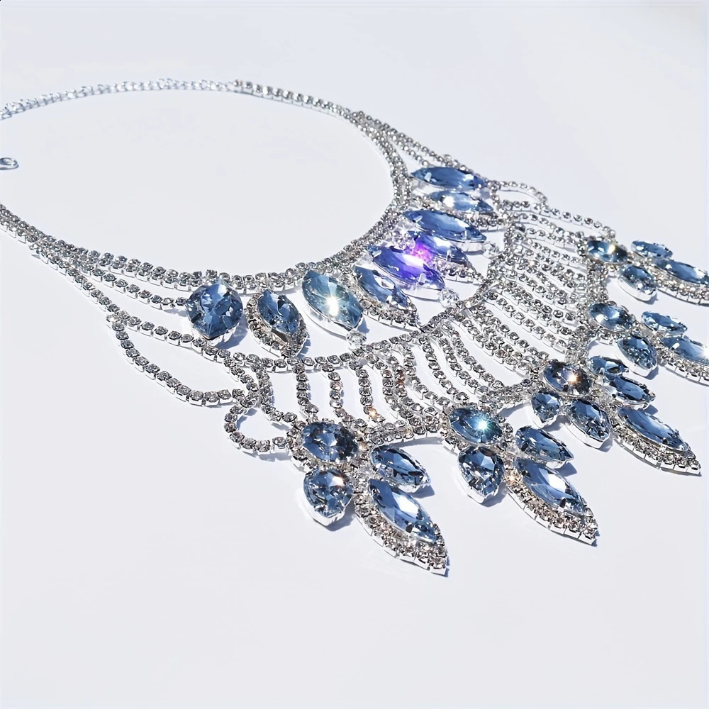Fashion Crystal Bridal Jewelry For Women Rhinestone Geometric Choker Water Drop Chain Collars Necklaces Accessories Wholesales 260624 - view 4