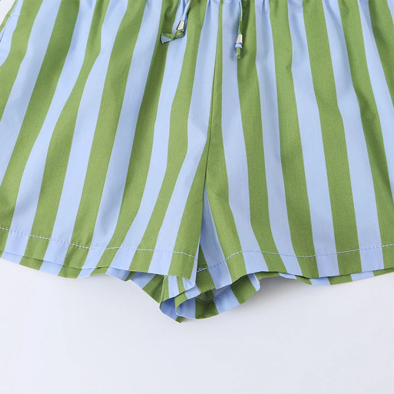 Willshela Women Fashion Green Striped Drawstring Mini Shorts Vintage High Elastic Waist Female Chic Lady 260626 - view 5