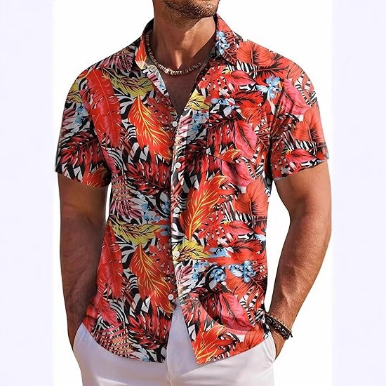 Mens beach shirt European size summer new style Hawaiian short-sleeve floral shirt for men - view 3