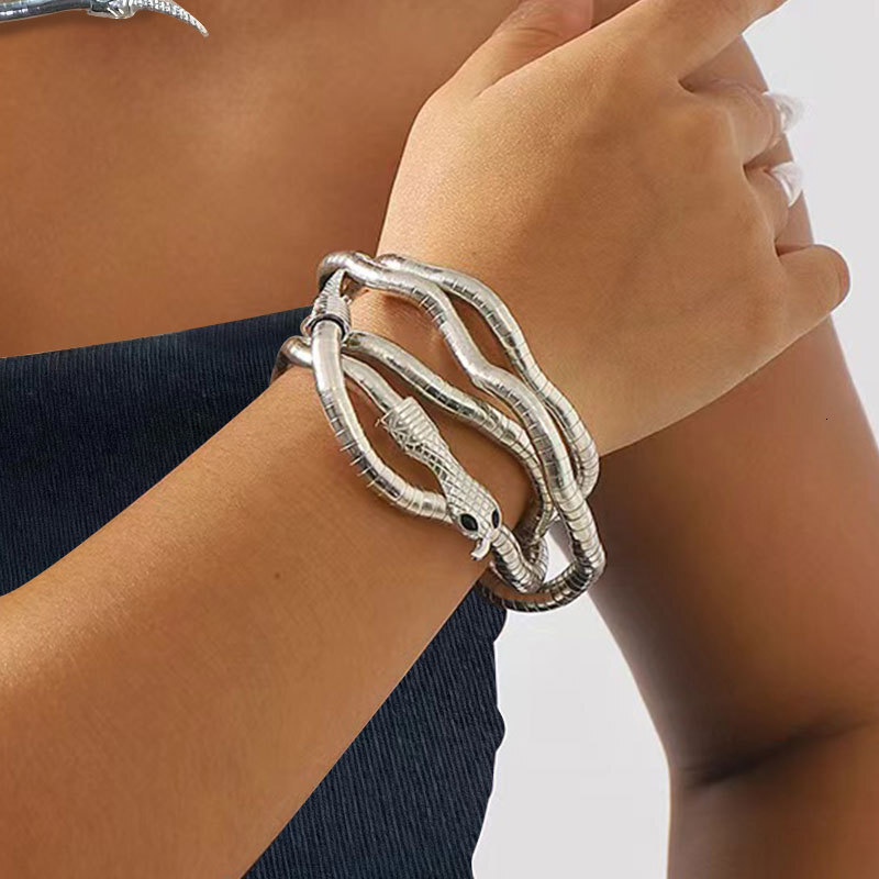 Multi Wear Adjustable Snake Shaped Jewelry Gold Silver Plated Gothic Punk Women Choker Bracelet Headband - view 4