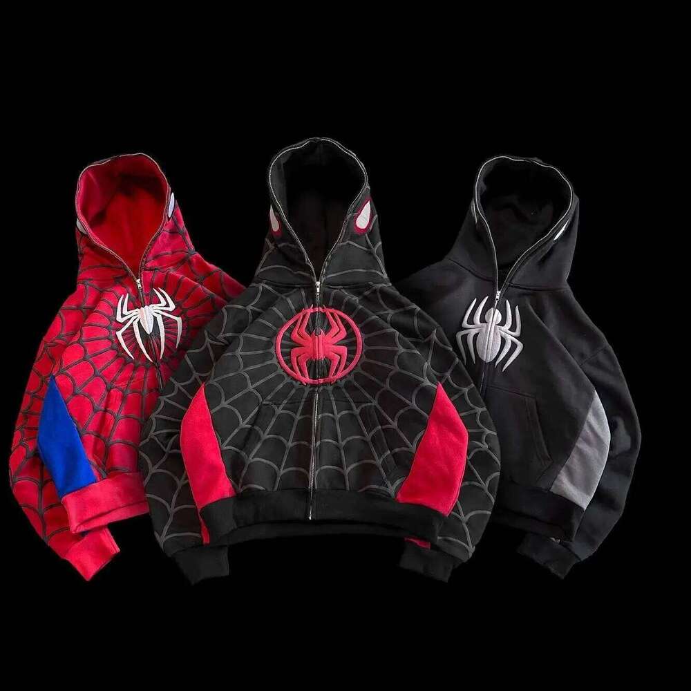 American Spider 3D Foaming Embroidery Zipper Hoodie Y2K Retro Gothic Harajuku Women Zip Up Jacket Hoodies Sweatshirt Men Clothes W260626 - view 3