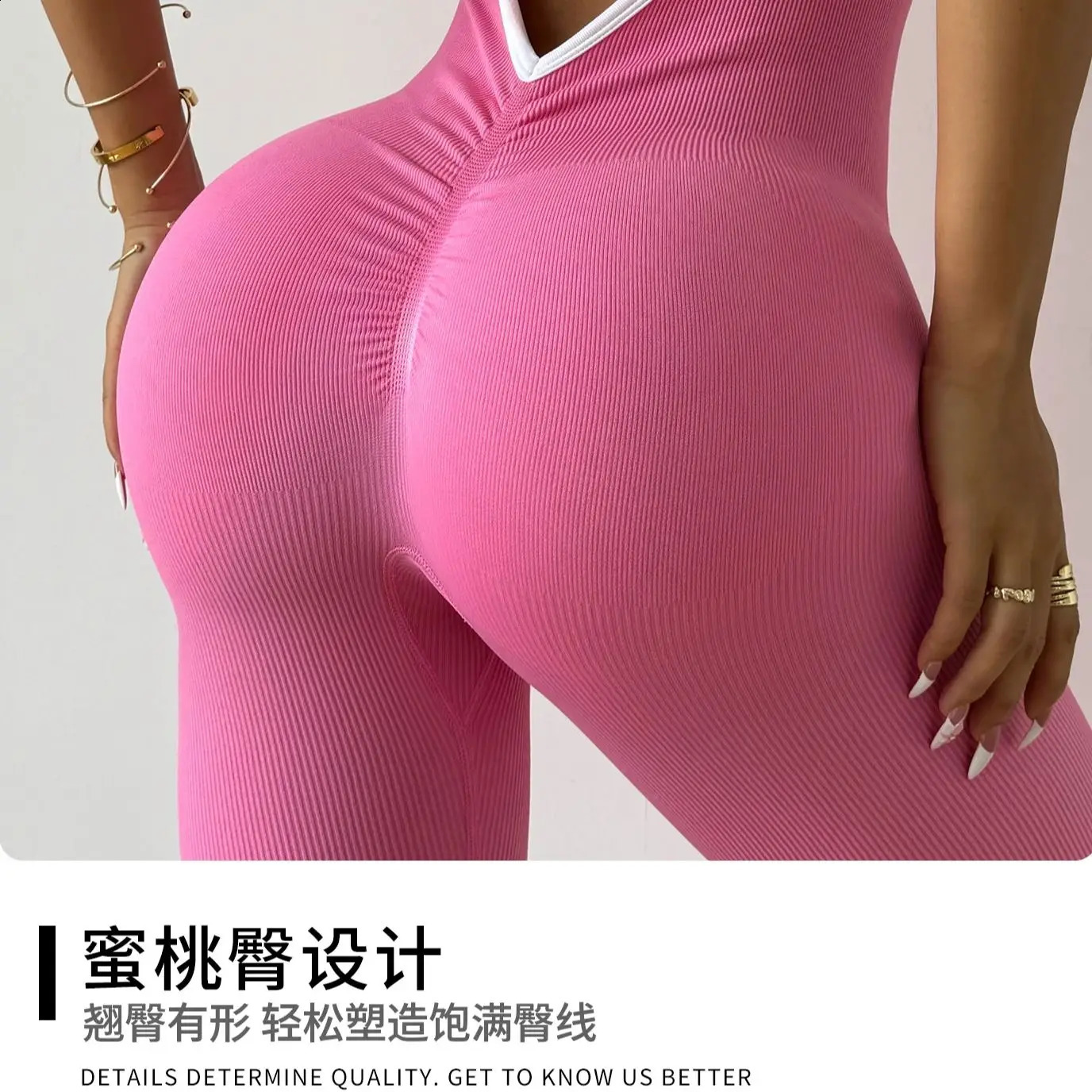 ZHEJIN Backless Ribbed Seamless Jumpsuit Women Criss Cross Yoga Romper Scrunch Butt Lifting Workout Bodysuit Gym Fitness Wear 260626 - view 6