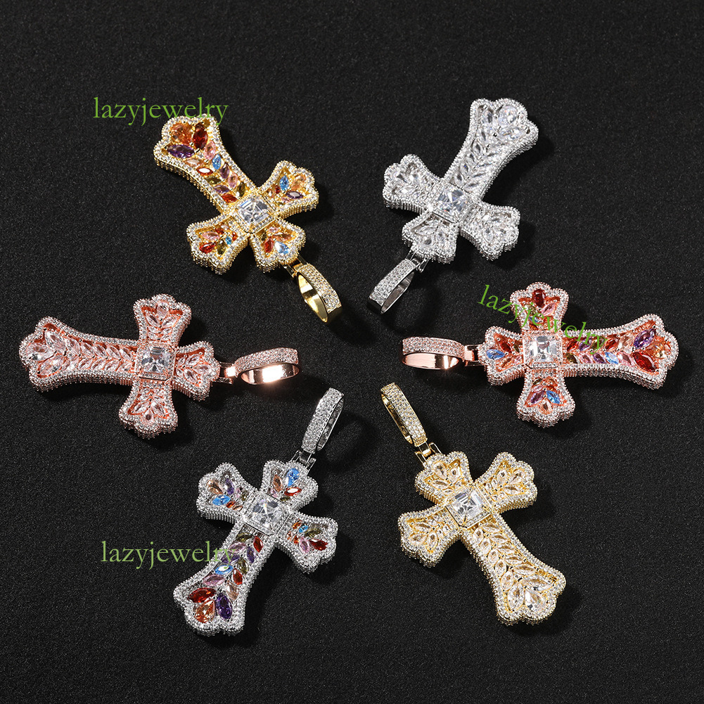 VVS Moissanite diamond-encrusted Cross Wheat Pendant s925 Silver Hip Hop Custom necklace 14k gold accessories