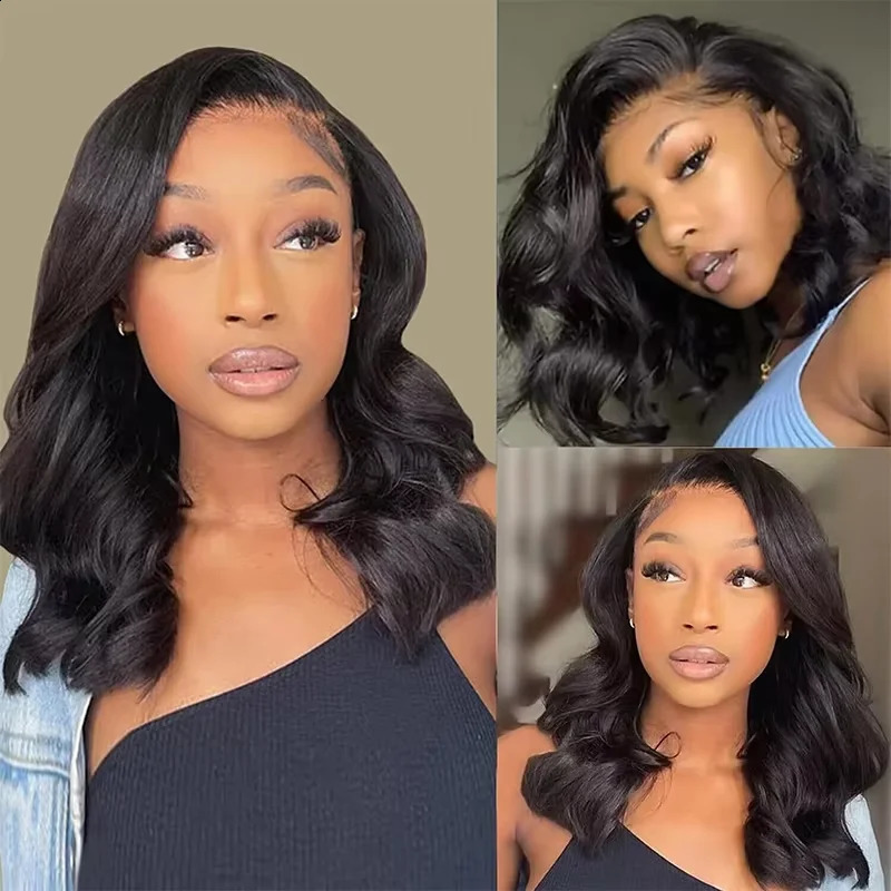 Short Bob Wig 250 Density 13x4 Lace Front Human Hair Wig For Women Peruvian HD Frontal Wig Glueless Closure Wig Loose Body Wave 260625 - view 3