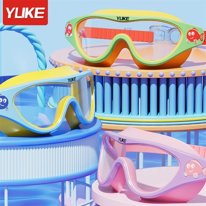 Kids Swimming Goggles Waterproof and Anti Fog HD Diving Boys Girls Transparent Large Frame Professional Swim Equipment 260622