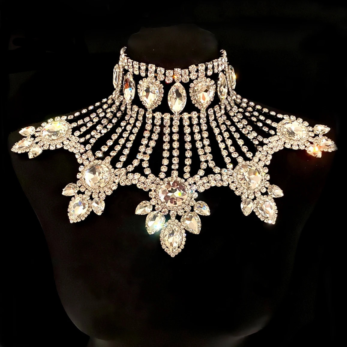 Fashion Crystal Bridal Jewelry For Women Rhinestone Geometric Choker Water Drop Chain Collars Necklaces Accessories Wholesales 260624 - view 3