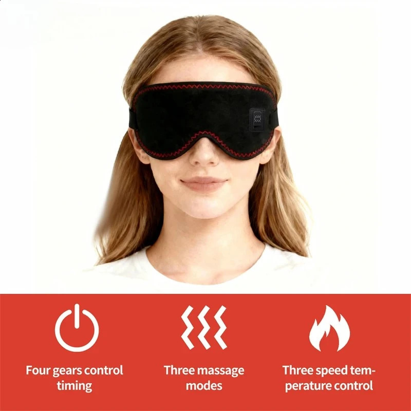 Heating Massage Eye Mask - Compress Relieves Fatigue Dark Circles Aids Sleep 3 Gears Heat Vibration For Eye Strain 260624 - view 5