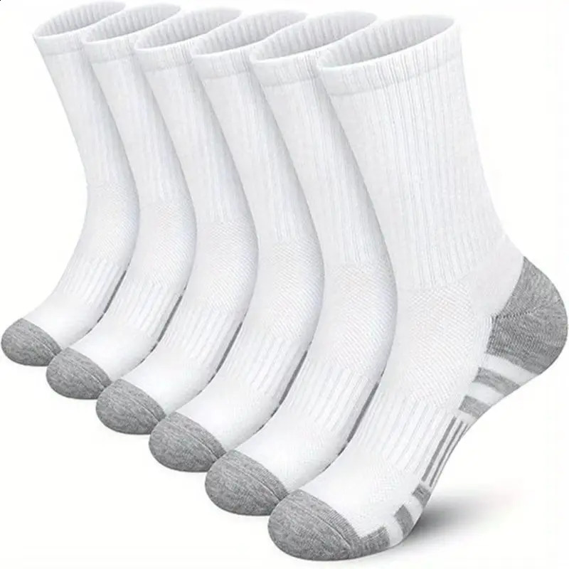 3 Pairs Men Solid Color Sports Socks Large Size Mid Calf Cotton Breathable Black White Gray Long Fall Winter 260622 - view 6