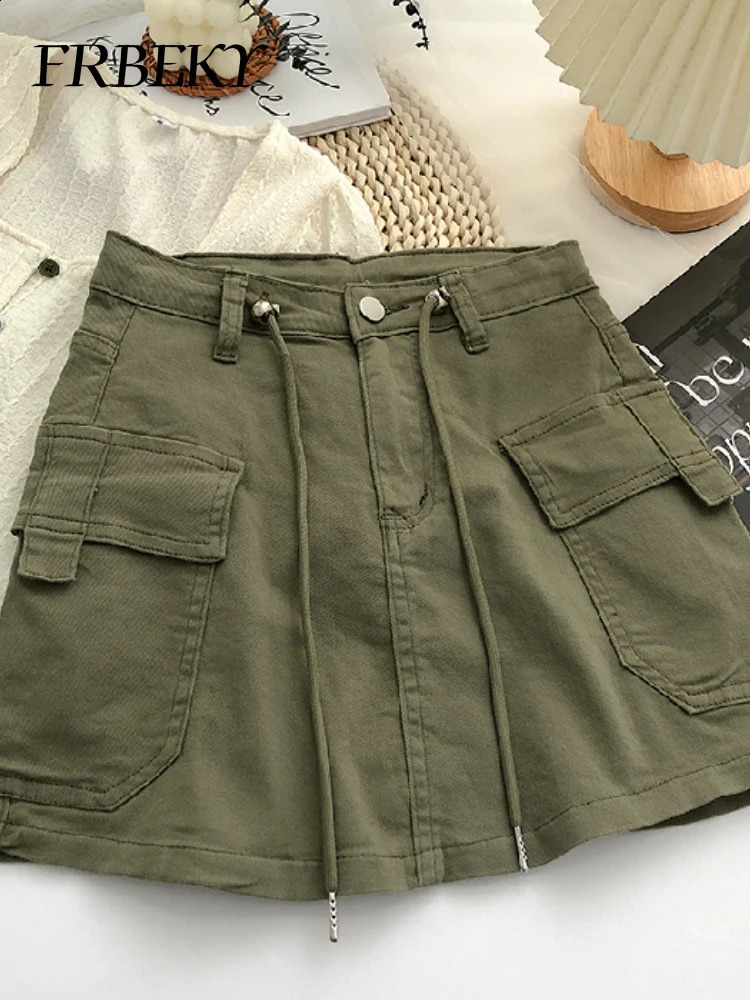 Summer Drawstring High Waist Denim Package Hip Halfbody Skirt Korean FashionVintage Versatile Solid Color Women Clothes 260626 - view 4