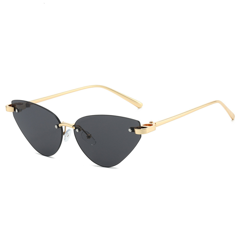 2026 New Model Triangular Cat-Eye Rimless Cut-Edge Fashionable European And American Style Personalized Sunglasses