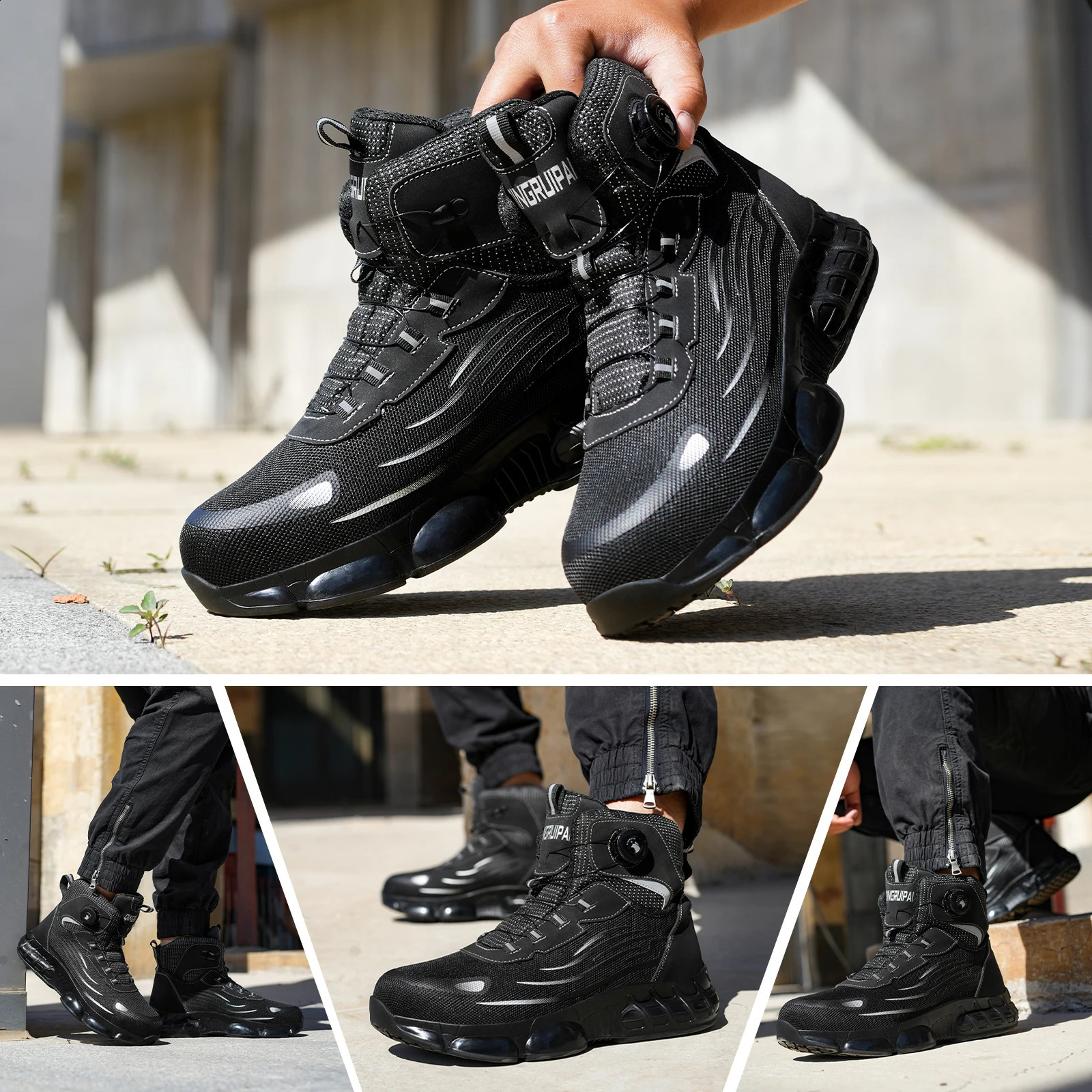 Mens high top lacefree comfortable soft sole antismash and puncture resistant work shoes 260624 - view 6
