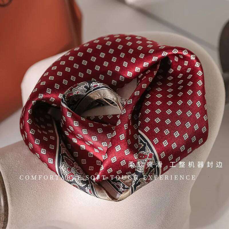 100% Silk Print Hijab Band Luxury Bandana Female Shawls Ribbon Headscarf Designer Hair Scarf Foulards 26Y06226 - view 4