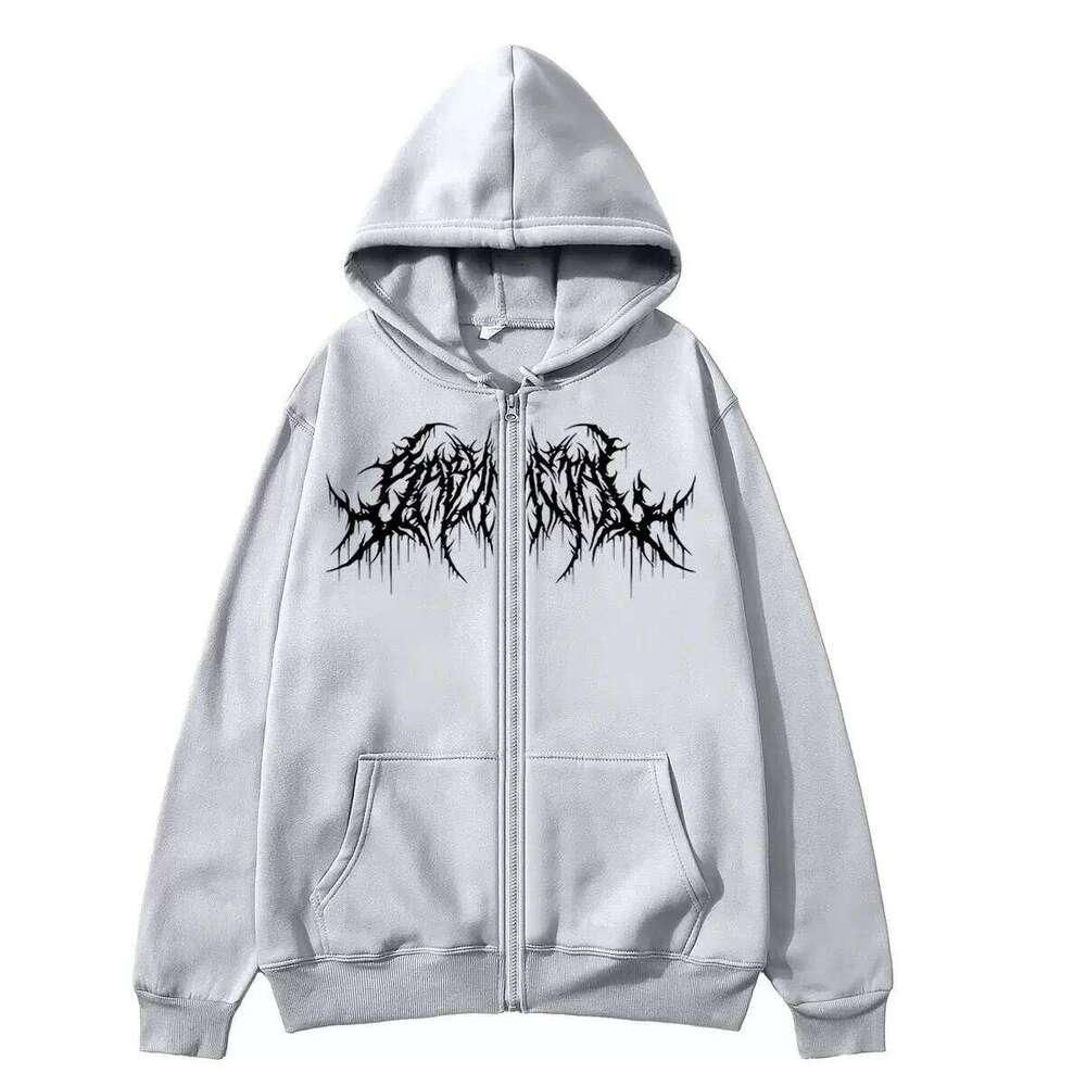 Men's Y2K Hip Hop Style Zip-Up Hoodie Graphic Print Long Sleeve Sweatshirt Warm Autumn Winter Gothic Clothing W260626 - view 5