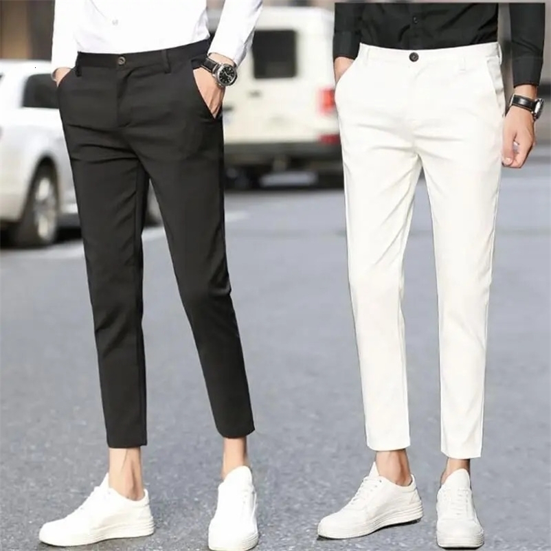 Mens Clothing Straight Business Casual Solid Color Zipper Button Pockets Capable Office Temperament Pants 260625 - view 5