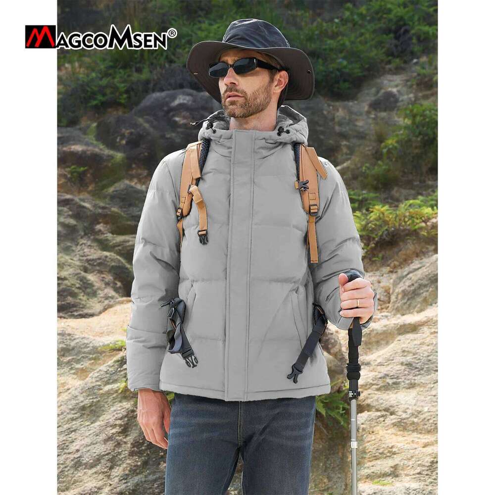MAGCOMSEN Hooded Down Mens Waterproof Puffer Jacket Zip Windproof Winter Jackets Thermal Warm Padded Quilted Coats W260626 - view 3