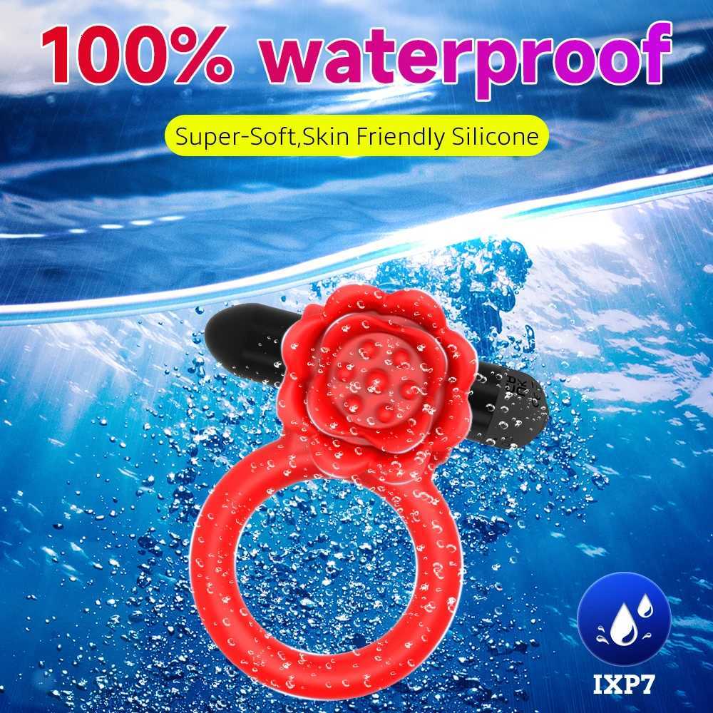 Sex Ring Rose Toy Penis for Man 10 Vibrations Pleasure Cock Rings Vibrator Clitoris Nipple G Spot Stimulator Adult Couples Goods M260626 - view 6