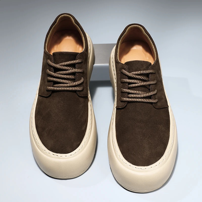 2026 Genuine Leather LaceUp Shoes Men Thick Bottom Casual Suede Fashion Comfy Minimalist Walking Oxford 260626 - view 6