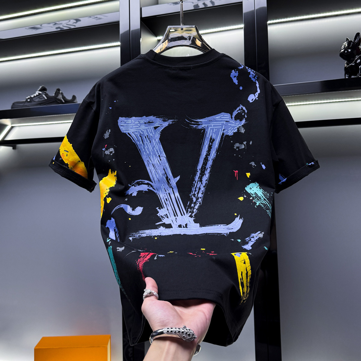 European-Style Men's High-End Graffiti Print Short-Sleeve T-Shirt, New Summer Trendy Loose-Fitting American-Style Half-Sleeve - view 5