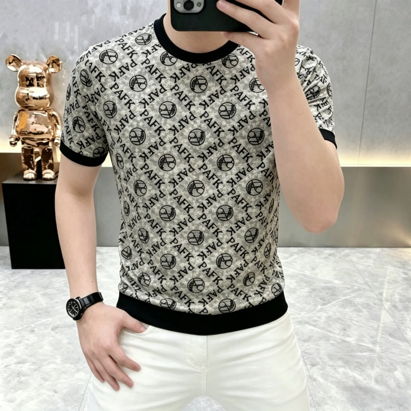 Luxury Personalized Summer New Men's Fashion Versatile Printed Round-Neck Breathable Short-Sleeve T-Shirt, Trendy And Stylish