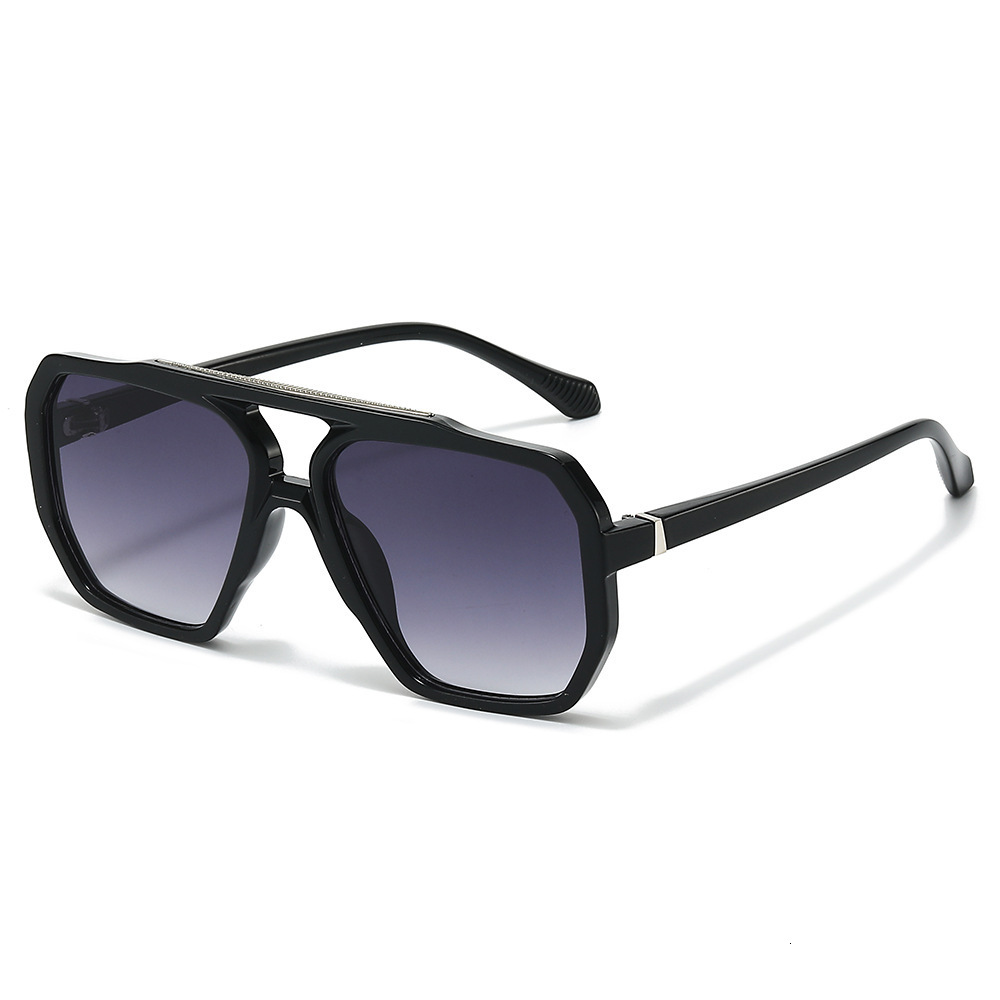 New Square Double Bridge Korean Retro Large Frame Pilot Trendy Ocean Lens Sunglasses Multi-Color Glasses - view 6
