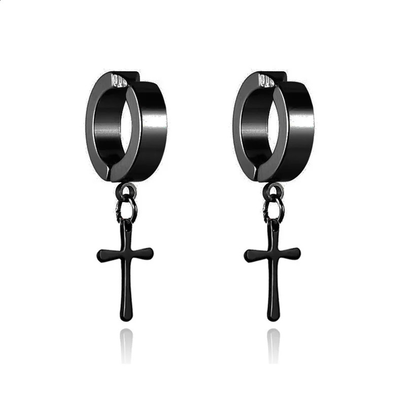 1Pair Clip On Hoop Earrings For Men Women Stainless Steel No Piercing Earring Ear Silver Black Colors Huggie 260623 - view 5