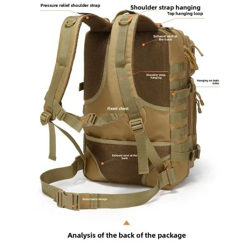 Sports Large-Capacity Backpack Camping Outdoor and Hiking Tactical Bag Water-Resistant Travel and Climbing Backpack M260626 - view 7
