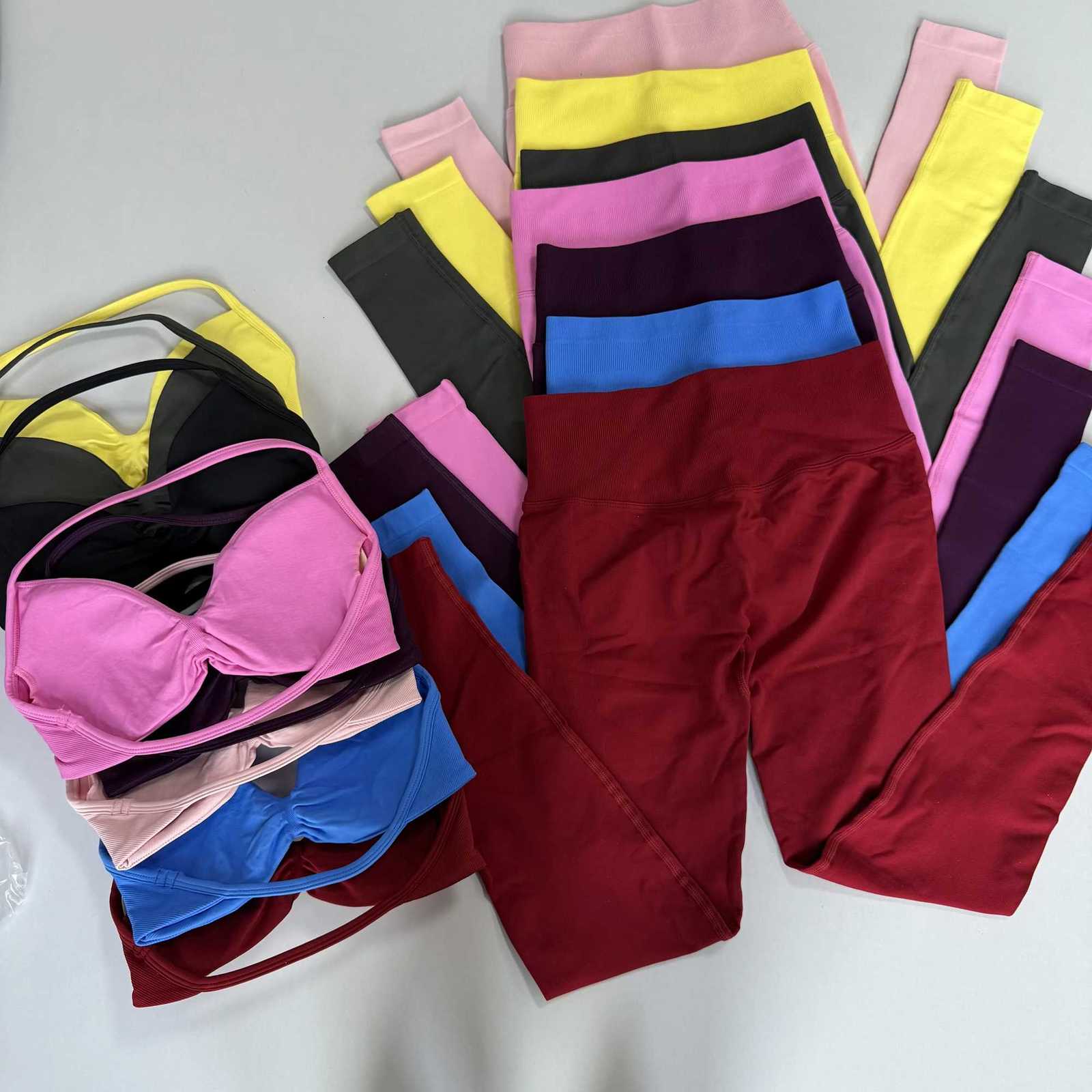 Womens Seamless 2PCS Legging Sets Strappy Sports Bras and Leggings High Waist Fitness Sculpt Leggings Running Pants Gym Suits M260626 - view 7